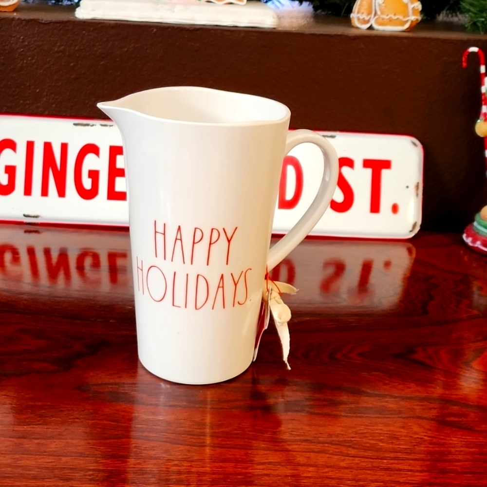 Rae Dunn Happy Holidays Pitcher